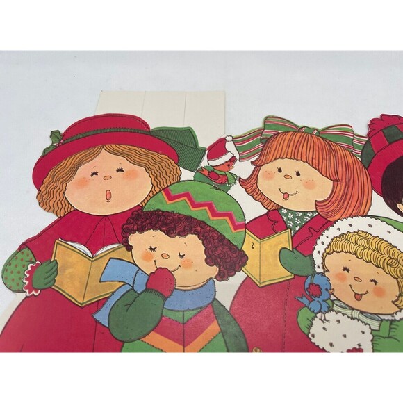 Large Vintage Christmas Die Cut, Caroling Children, Eureka USA, Two-Sides, NOS - Picture 4 of 16